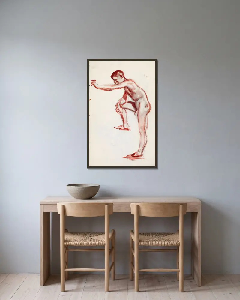 Naken manlig modell av Magnus Enckell inramad på en vägg
