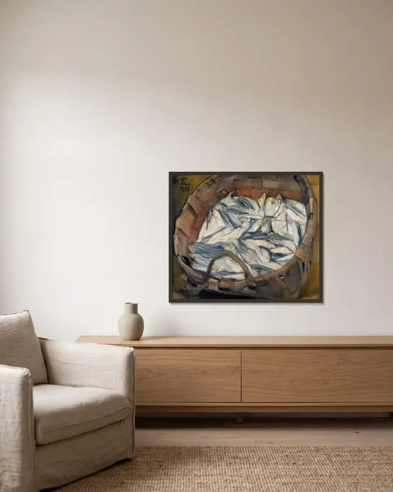 Baltiska sillar av Magnus Enckell inramad på en vägg