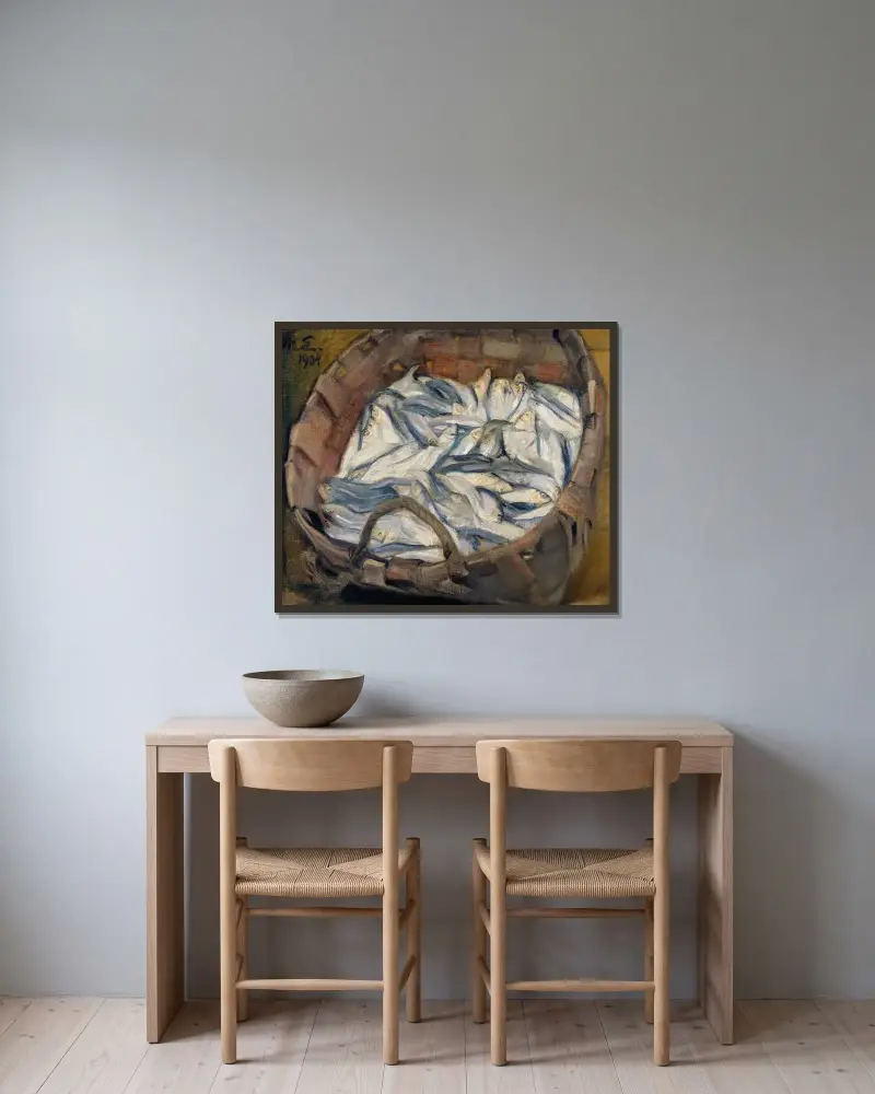Baltiska sillar av Magnus Enckell inramad på en vägg