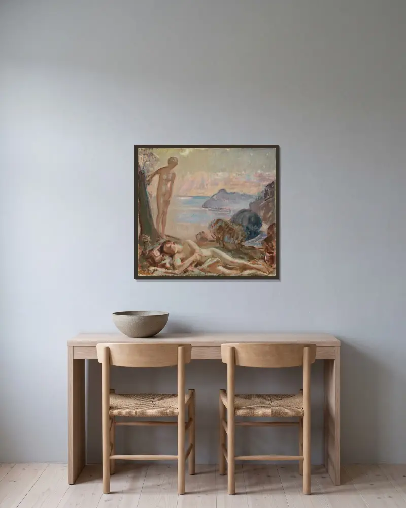 Diana och Endymion av Magnus Enckell inramad på en vägg