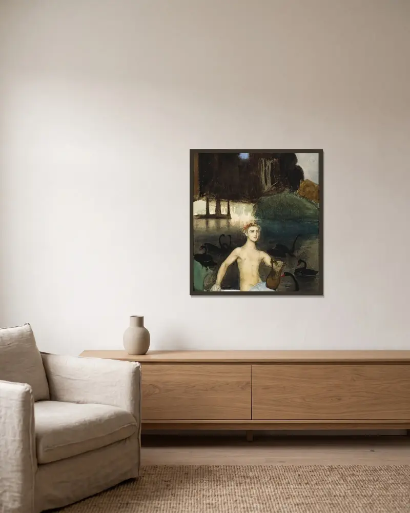 Fantasy av Magnus Enckell inramad på en vägg