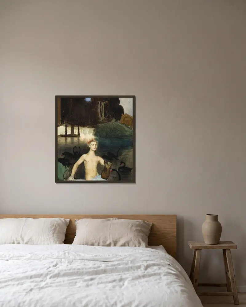 Fantasy av Magnus Enckell inramad på en vägg