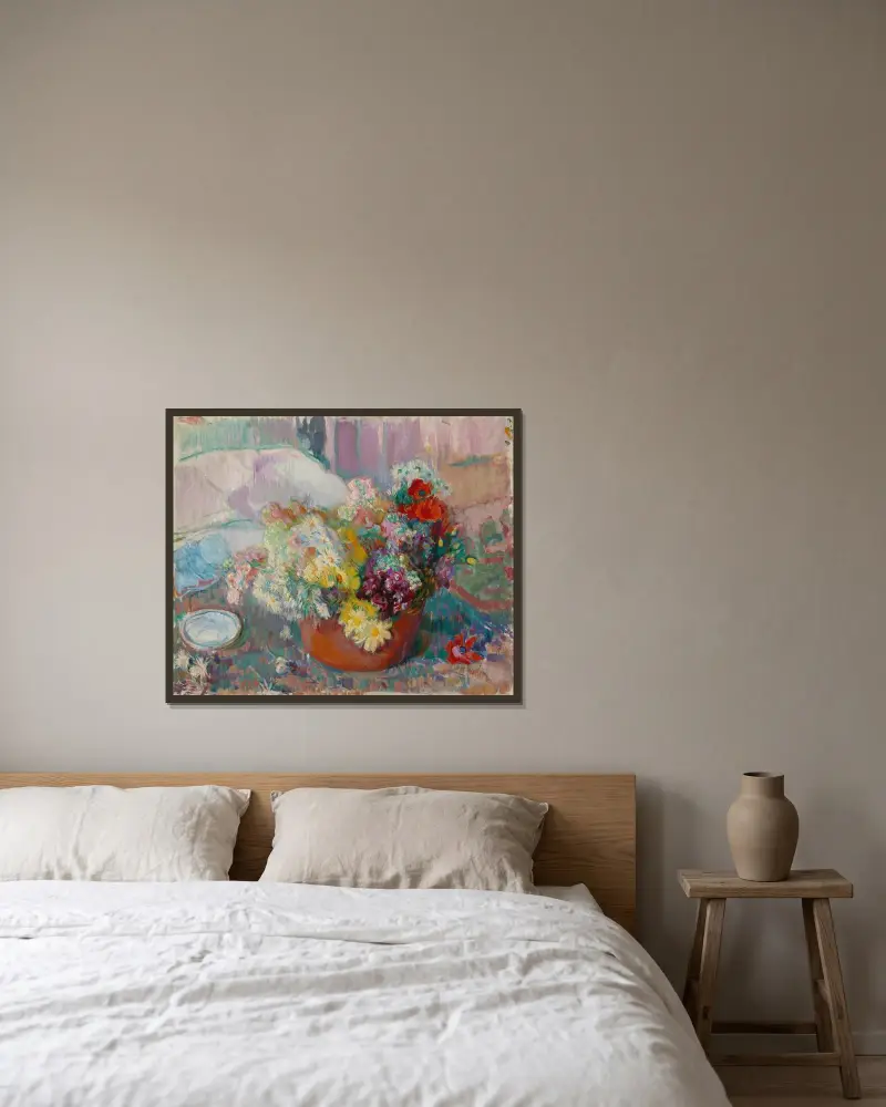 Flowers av Magnus Enckell inramad på en vägg