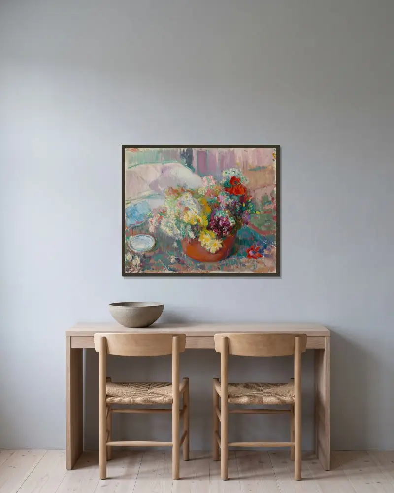 Flowers av Magnus Enckell inramad på en vägg