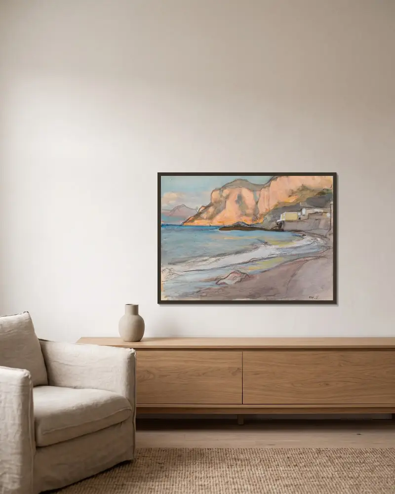 Från Neapelregionen av Magnus Enckell inramad på en vägg