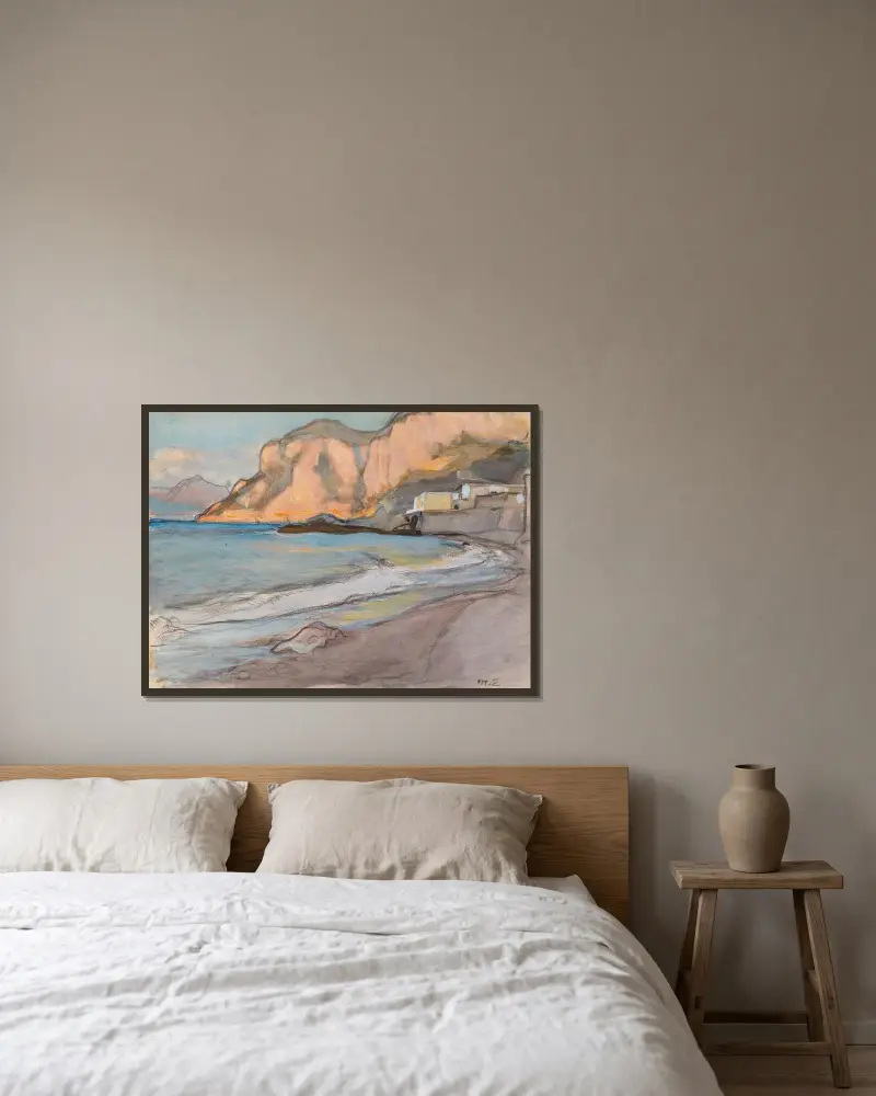Från Neapelregionen av Magnus Enckell inramad på en vägg