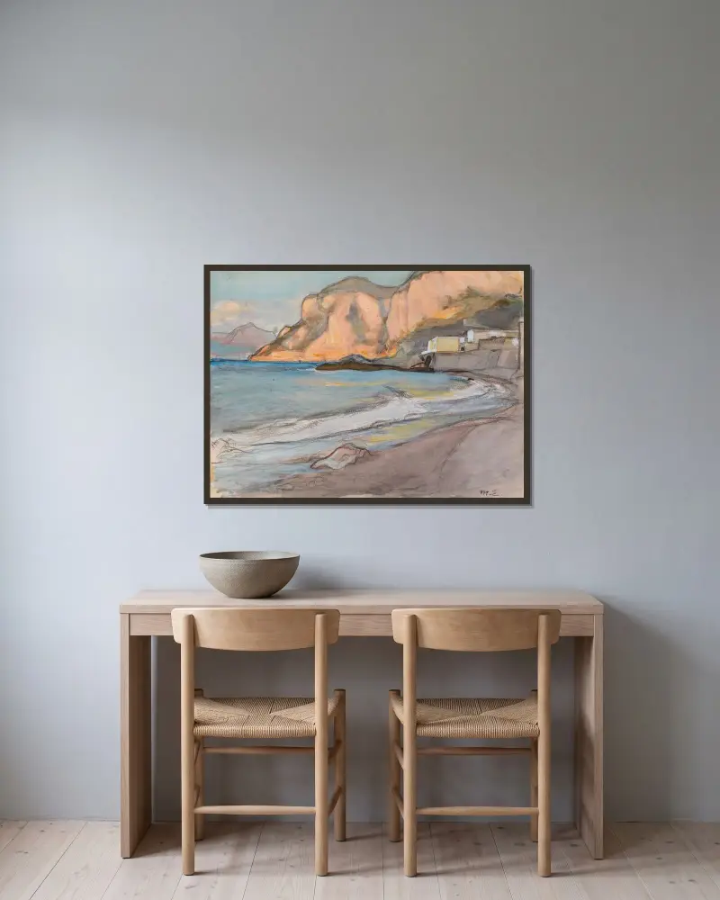 Från Neapelregionen av Magnus Enckell inramad på en vägg