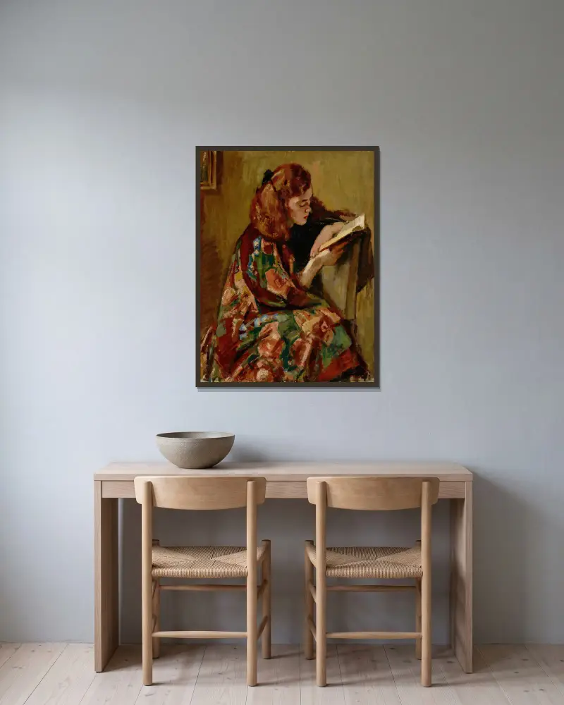 Dziewczynka czytająca, Magnus Enckell w ramie na ścianie