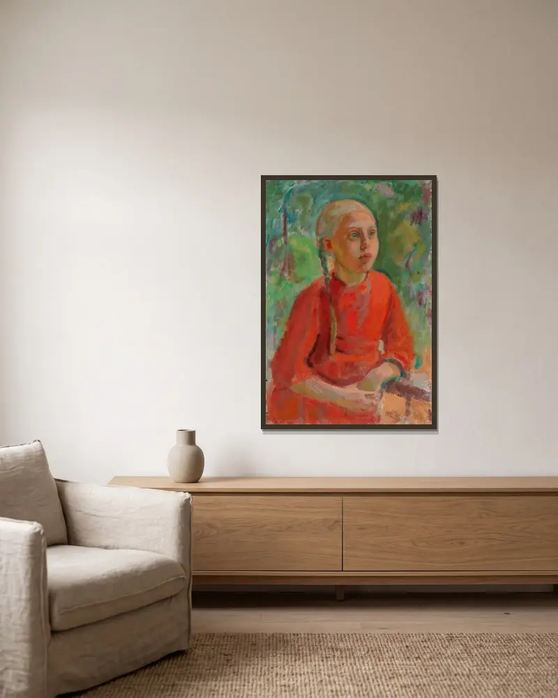 Lempi (från Kuorsalo) av Magnus Enckell inramad på en vägg