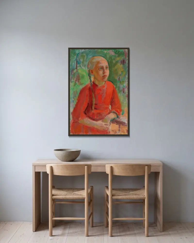 Lempi (från Kuorsalo) av Magnus Enckell inramad på en vägg