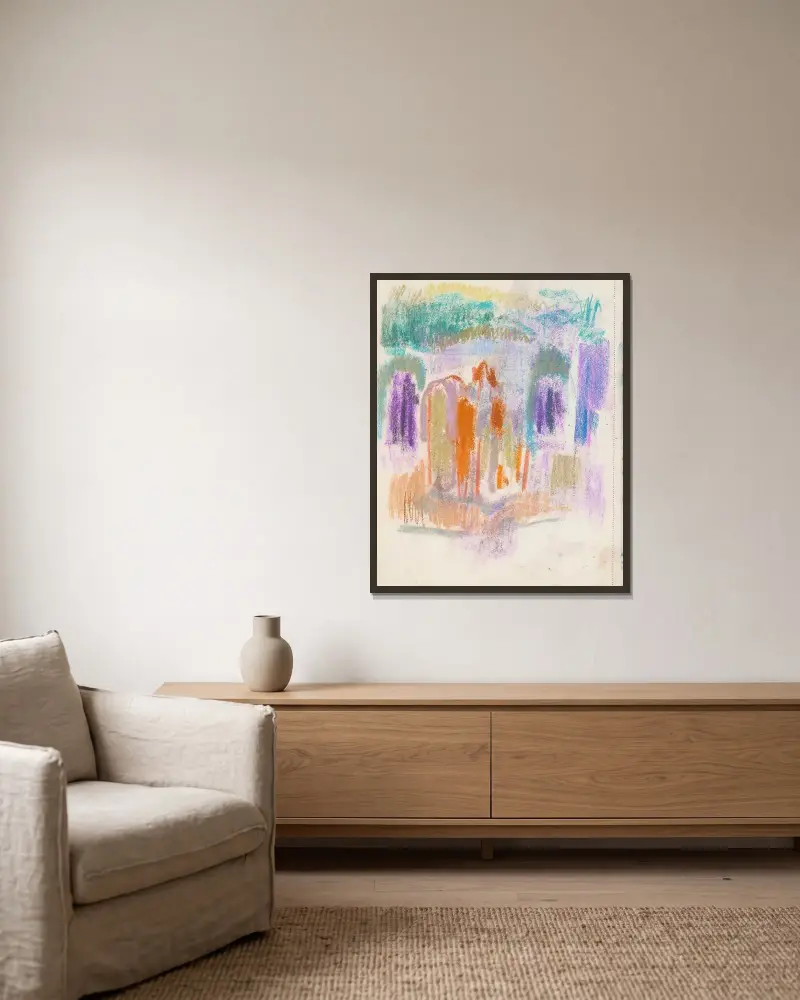 Utkast av Magnus Enckell inramad på en vägg