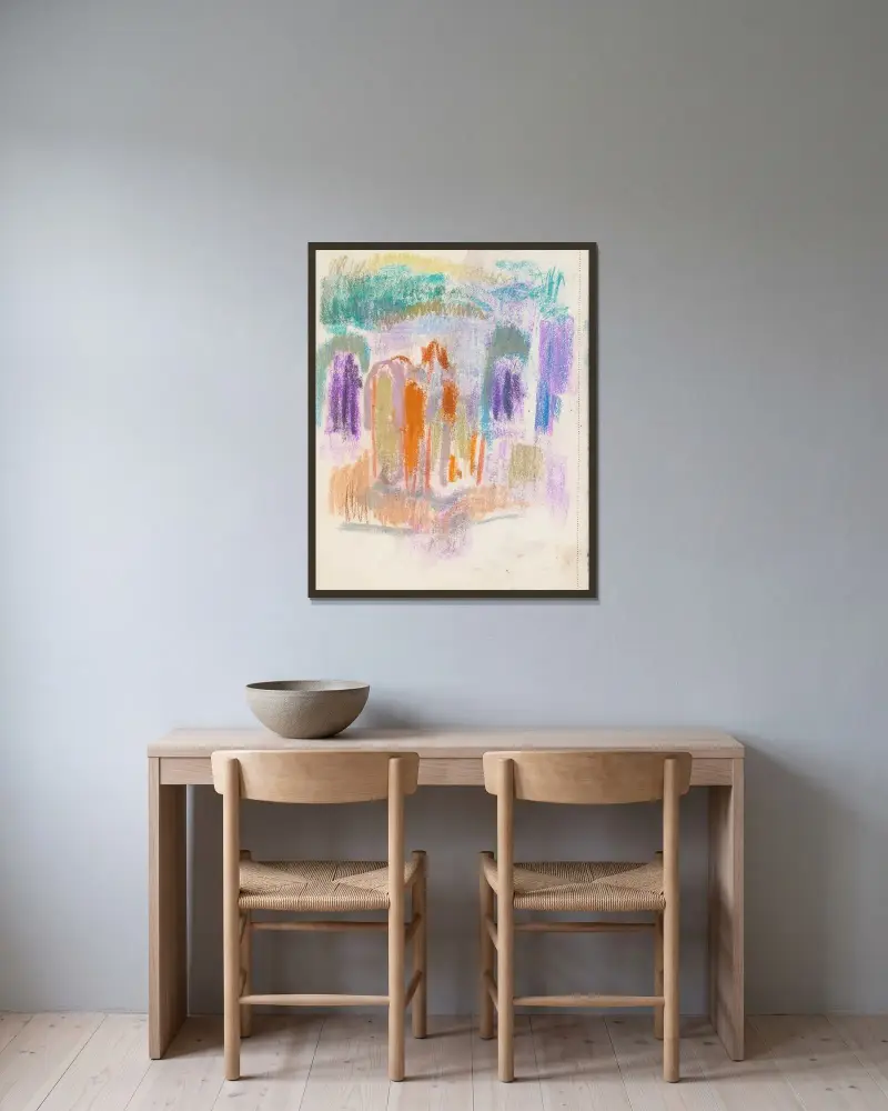 Utkast av Magnus Enckell inramad på en vägg