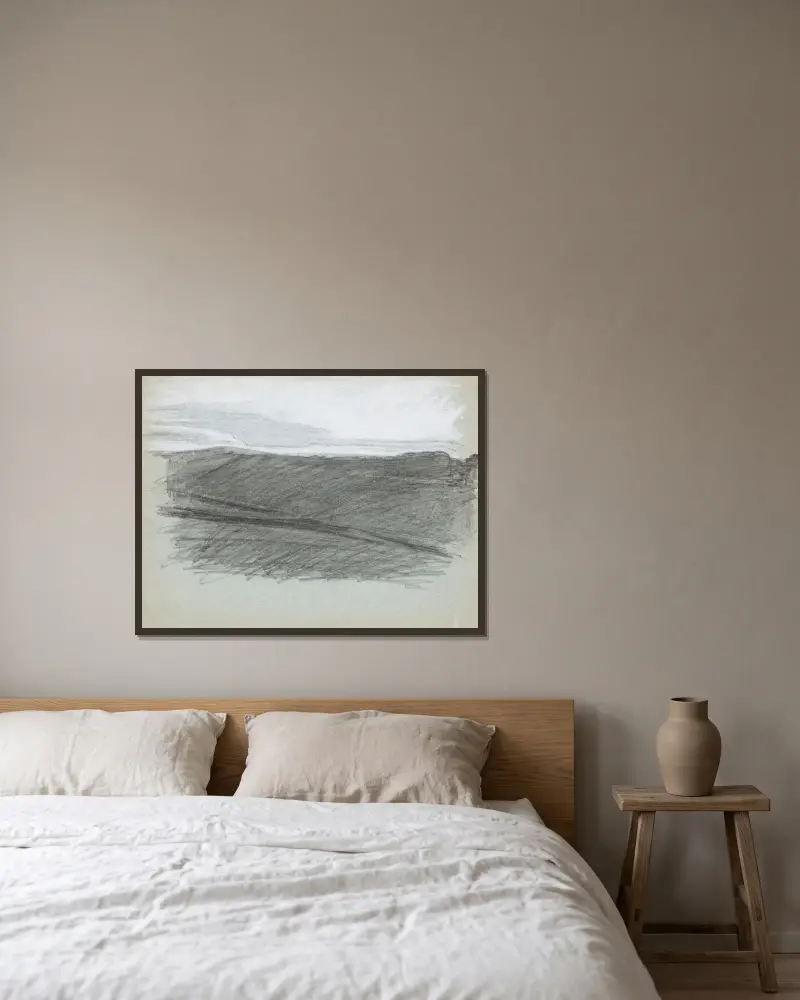 Landschaftsstudie von Magnus Enckell gerahmt an einer Wand
