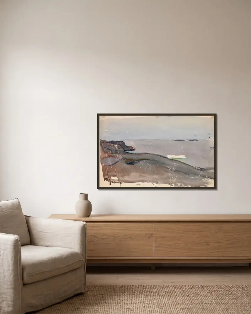 Maritimt landskap av Magnus Enckell inramad på en vägg