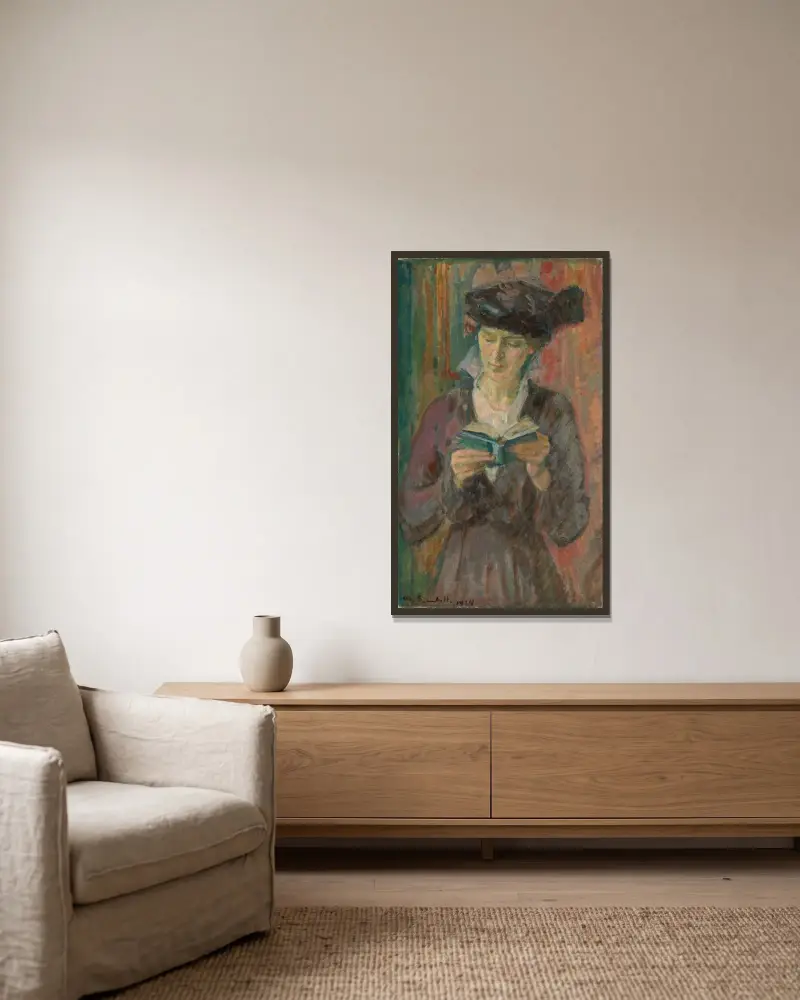 Mrs. Anni Lagerborg av Magnus Enckell inramad på en vägg