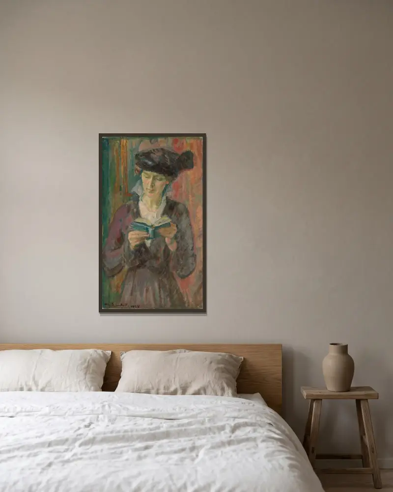 Mrs. Anni Lagerborg av Magnus Enckell inramad på en vägg