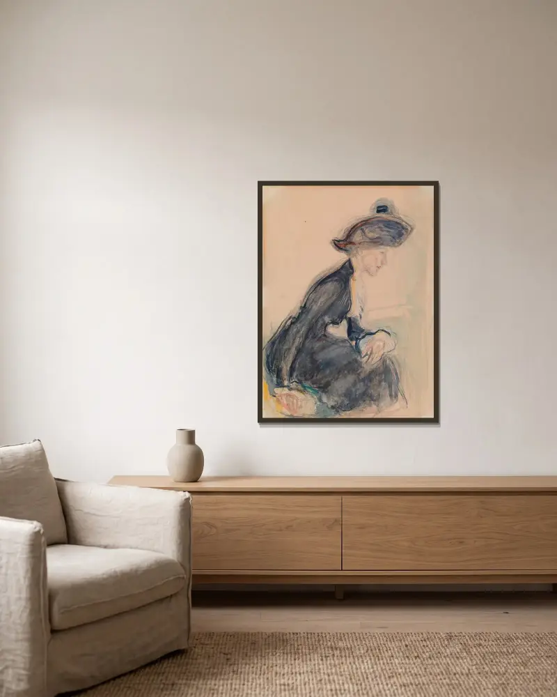 Mrs Anni Lagerborg av Magnus Enckell inramad på en vägg