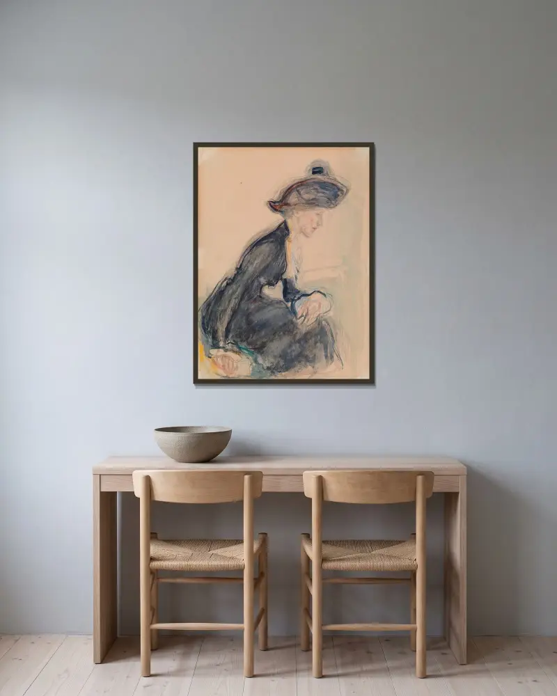 Mrs Anni Lagerborg av Magnus Enckell inramad på en vägg