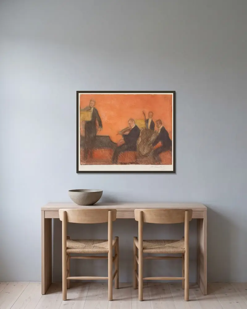 Musik av Magnus Enckell inramad på en vägg