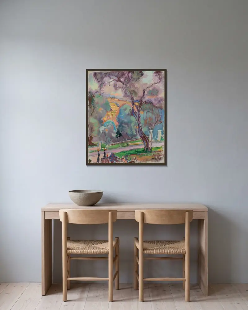 Parkvy från San Remo av Magnus Enckell inramad på en vägg