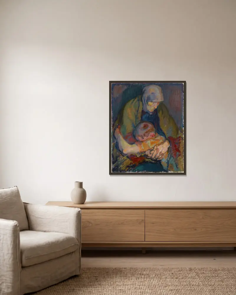 Pietà av Magnus Enckell inramad på en vägg