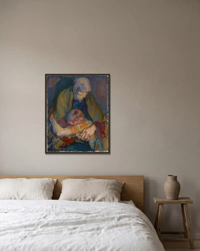 Pietà av Magnus Enckell inramad på en vägg