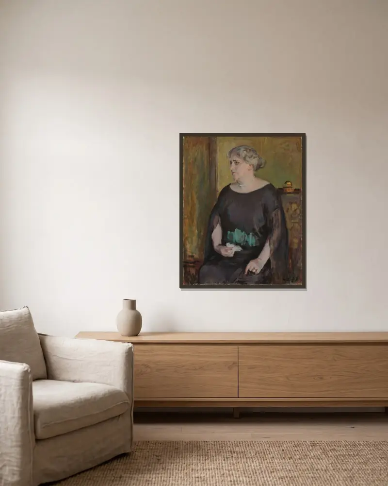 Porträtt av fru Lydia Keirkner av Magnus Enckell inramad på en vägg