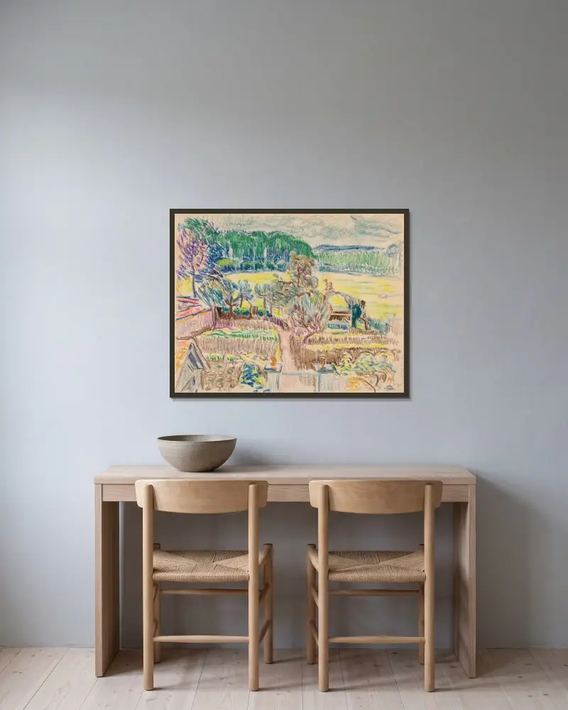 Trädgård av Magnus Enckell inramad på en vägg