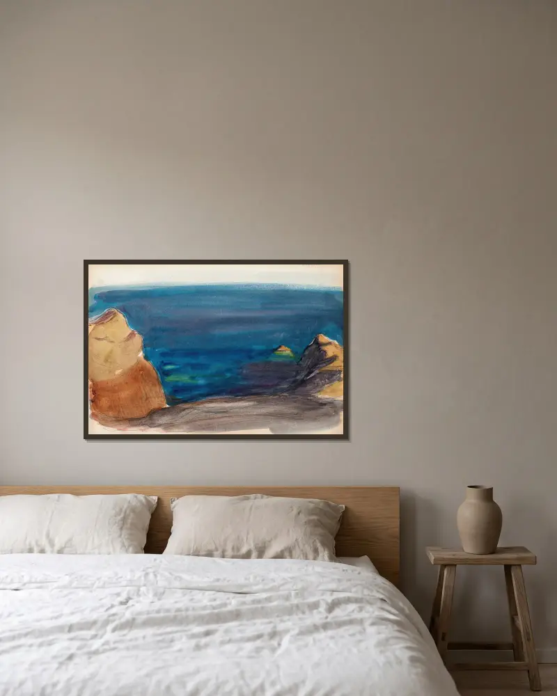 Strandlandschaft, Skizze von Magnus Enckell gerahmt an einer Wand