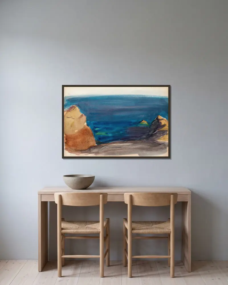 Strandlandschaft, Skizze von Magnus Enckell gerahmt an einer Wand