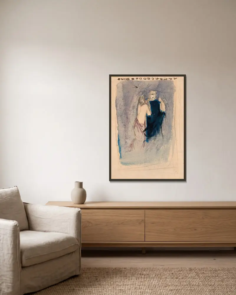 Studie av Magnus Enckell inramad på en vägg