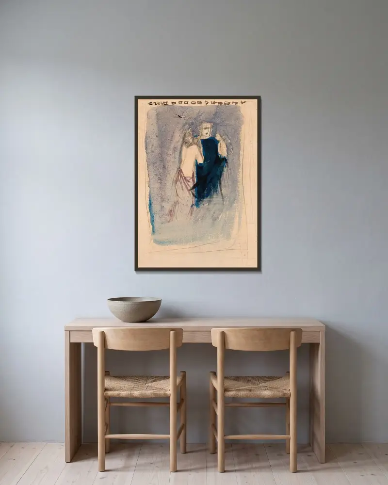 Studie av Magnus Enckell inramad på en vägg