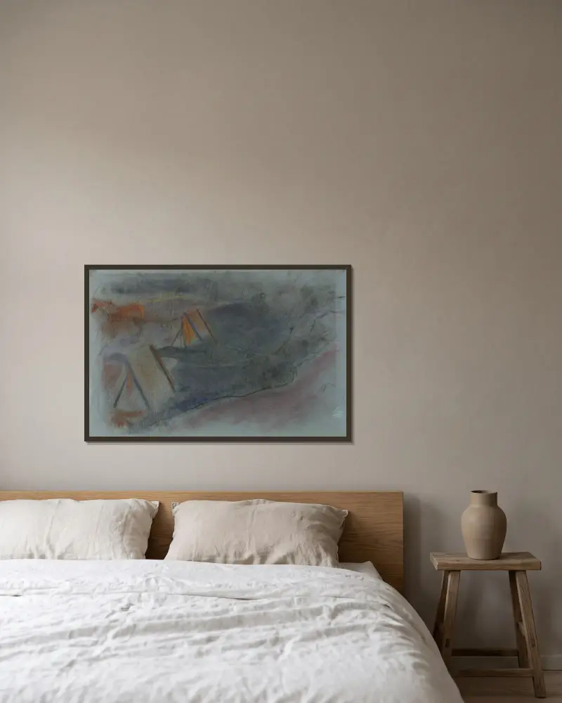 Arbetshäst, studie av Magnus Enckell inramad på en vägg