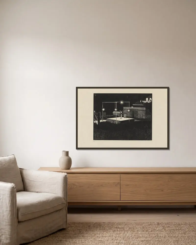Arène von Marc Gonthier gerahmt an einer Wand