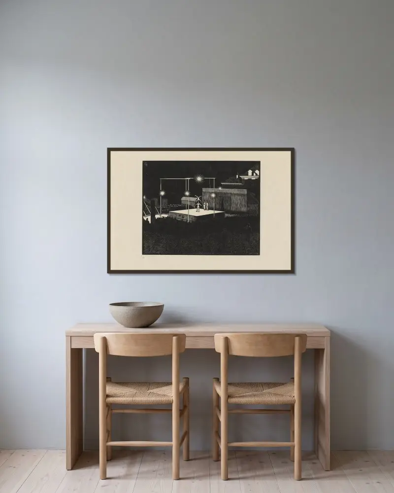Arène von Marc Gonthier gerahmt an einer Wand