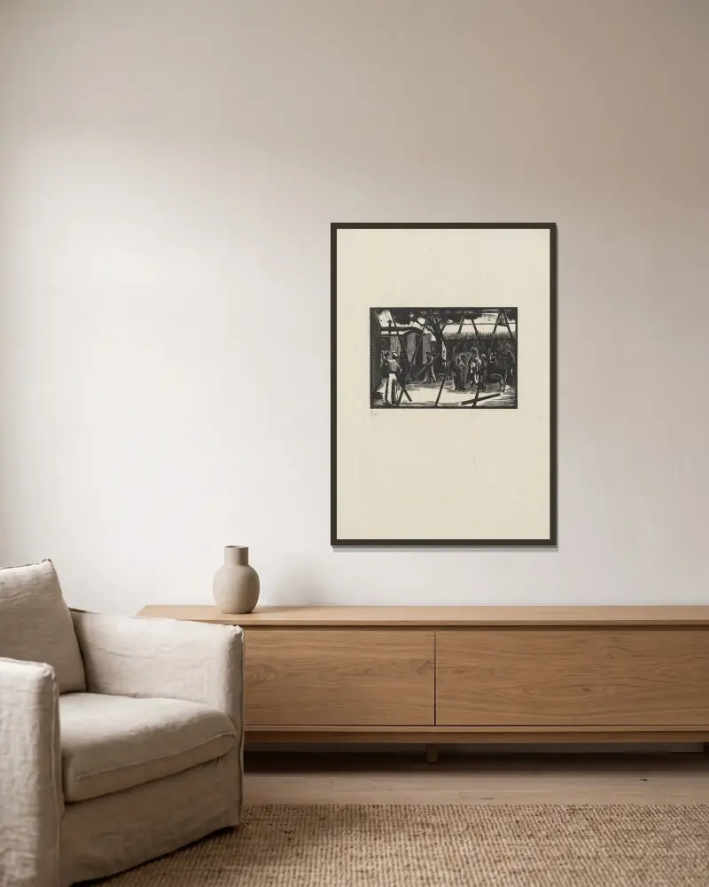 Baraque au chien von Marc Gonthier gerahmt an einer Wand