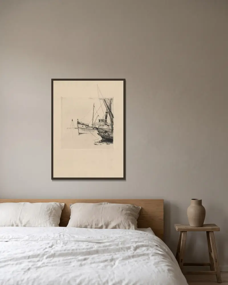 Chaland et barque von Marc Gonthier gerahmt an einer Wand