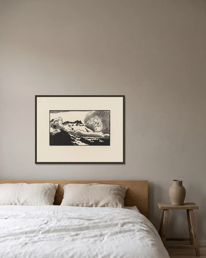 Dents de Morcles (aux curieux nuages) von Marc Gonthier gerahmt an einer Wand