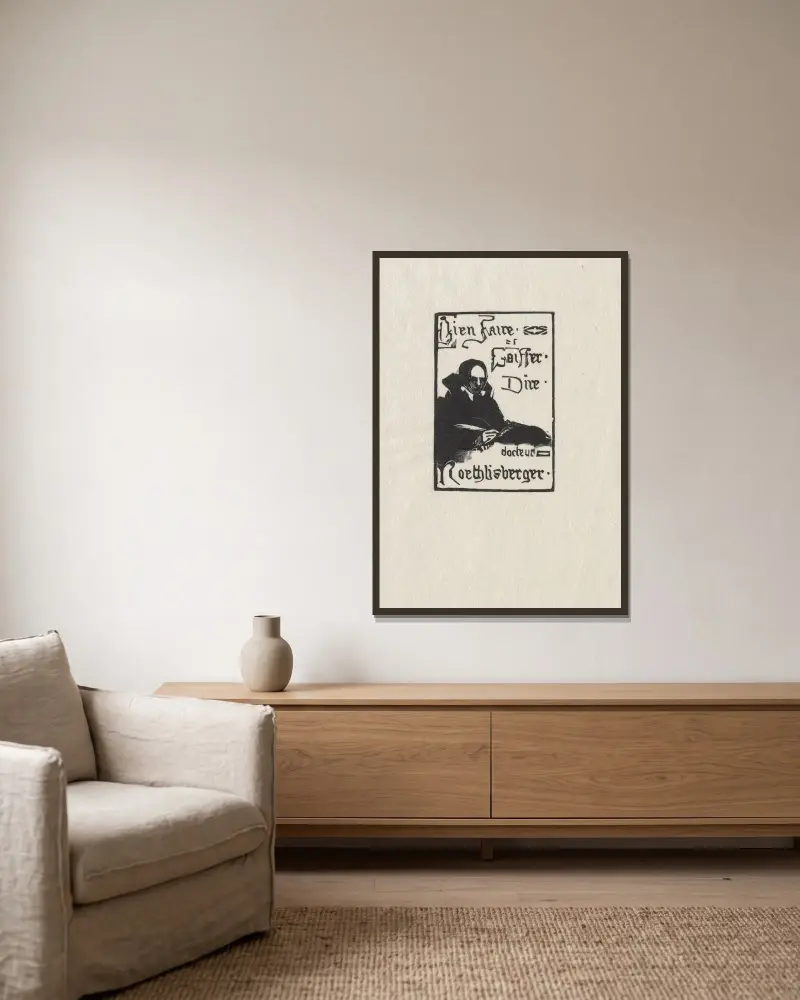 Ex Libris de Dr. Röthlisberger von Marc Gonthier gerahmt an einer Wand