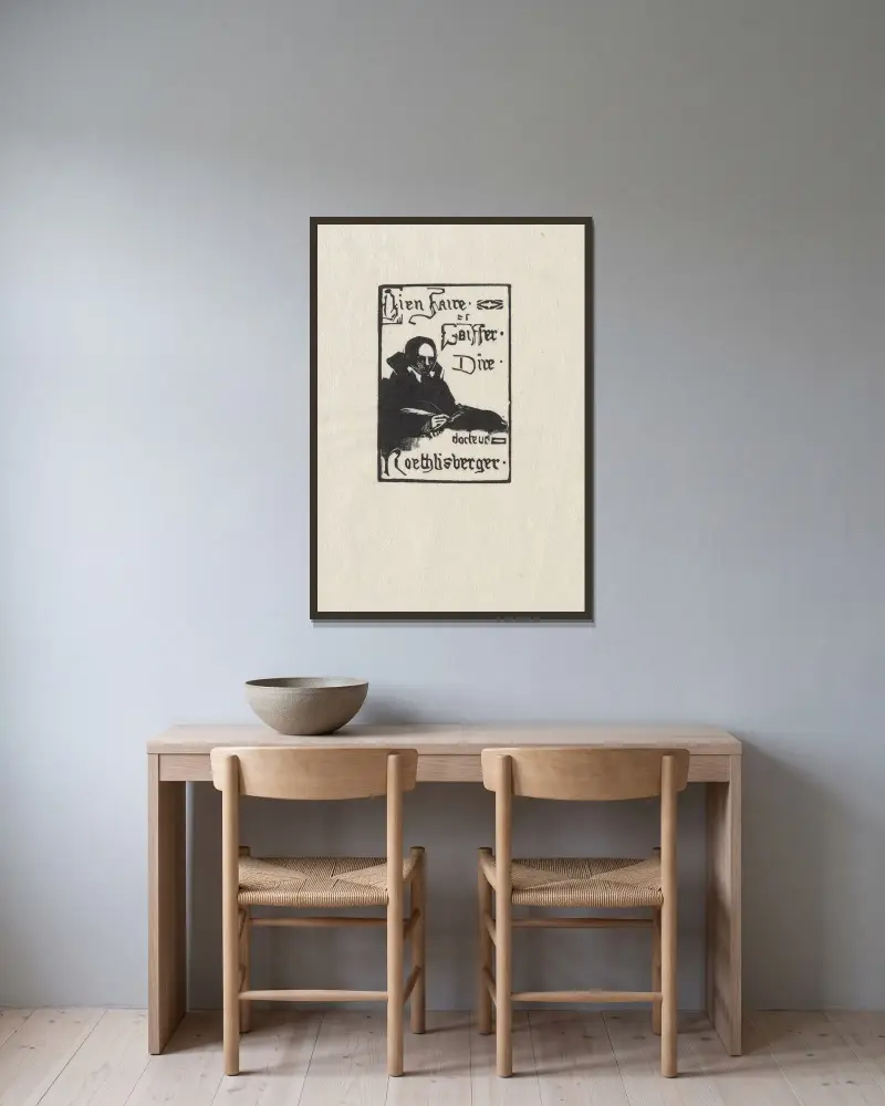 Ex Libris de Dr. Röthlisberger von Marc Gonthier gerahmt an einer Wand