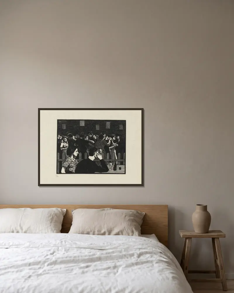 Le bal von Marc Gonthier gerahmt an einer Wand
