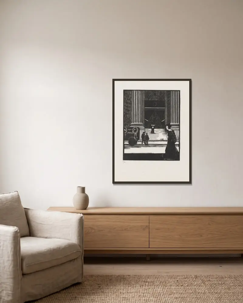 Le corbillard von Marc Gonthier gerahmt an einer Wand