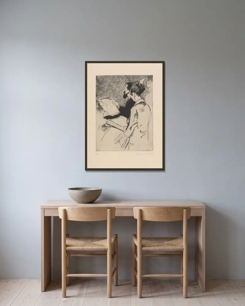 Le dessinateur von Marc Gonthier gerahmt an einer Wand