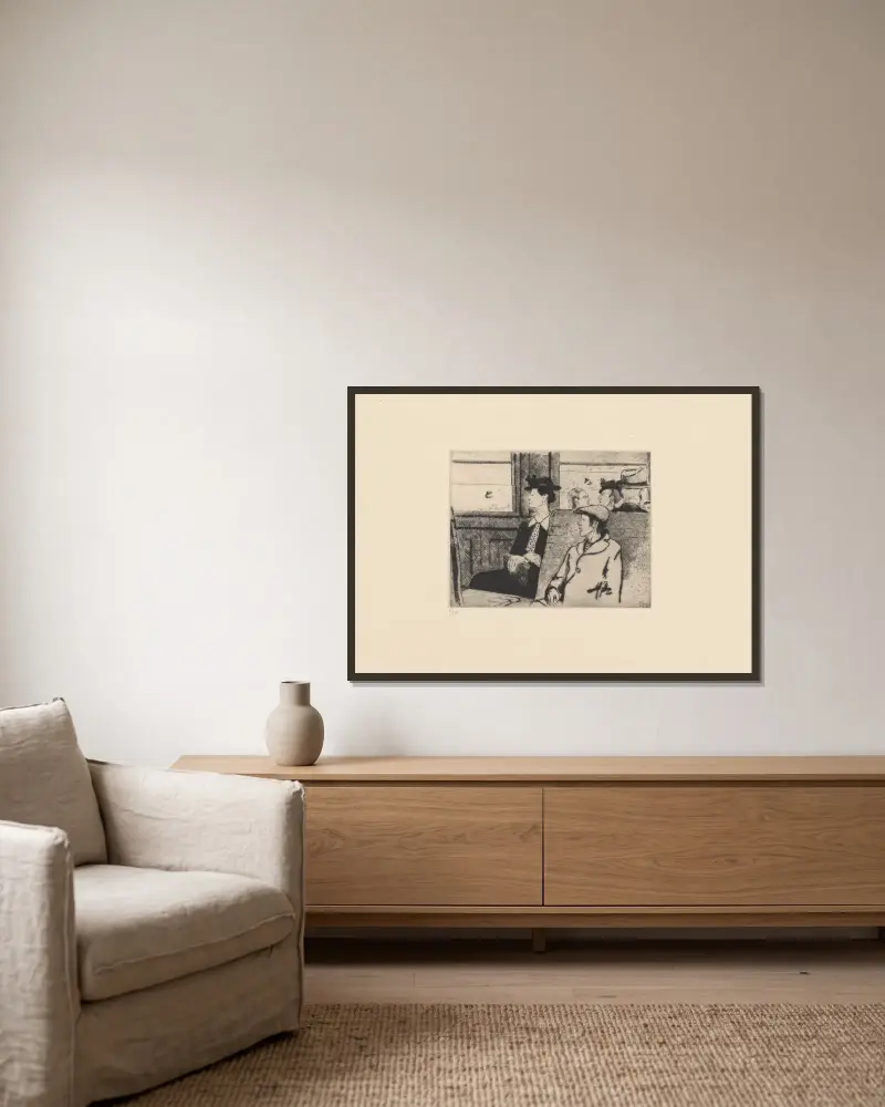 Le Wagon von Marc Gonthier gerahmt an einer Wand