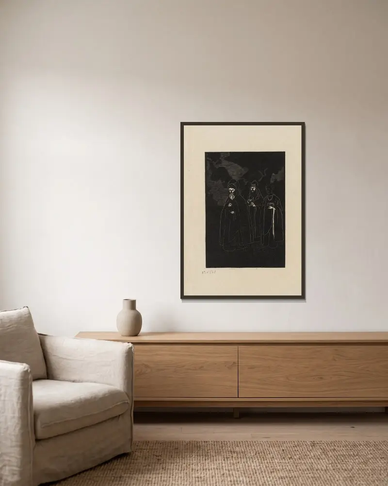 Les rois mages. von Marc Gonthier gerahmt an einer Wand