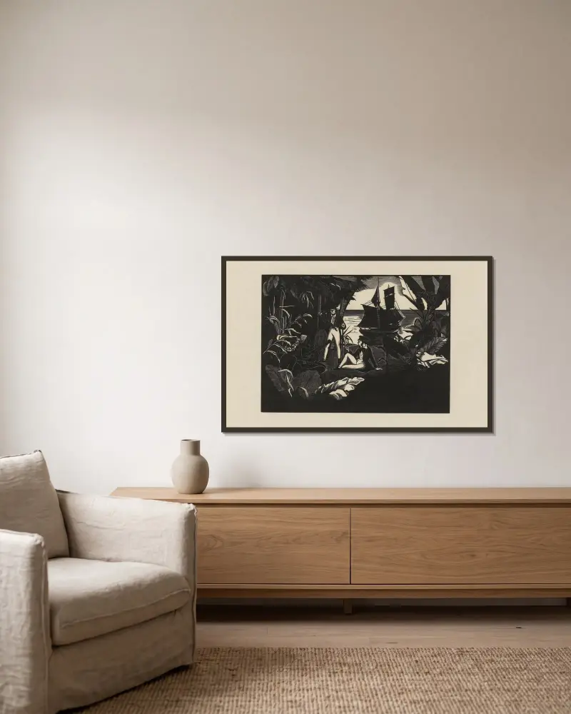 L’escale von Marc Gonthier gerahmt an einer Wand