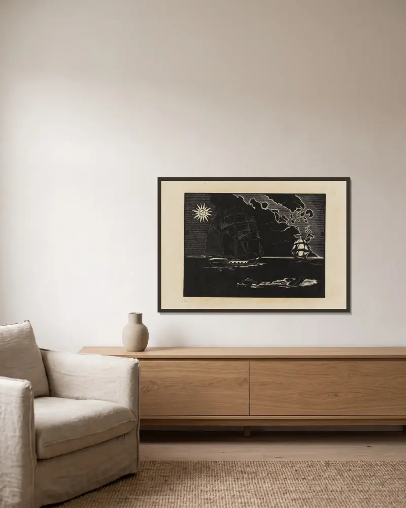 Long cours von Marc Gonthier gerahmt an einer Wand