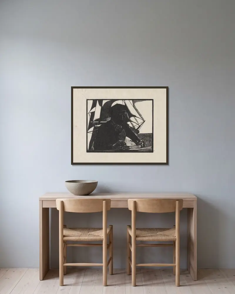 Marc Gonthier gravant (au bateau) av Marc Gonthier inramad på en vägg