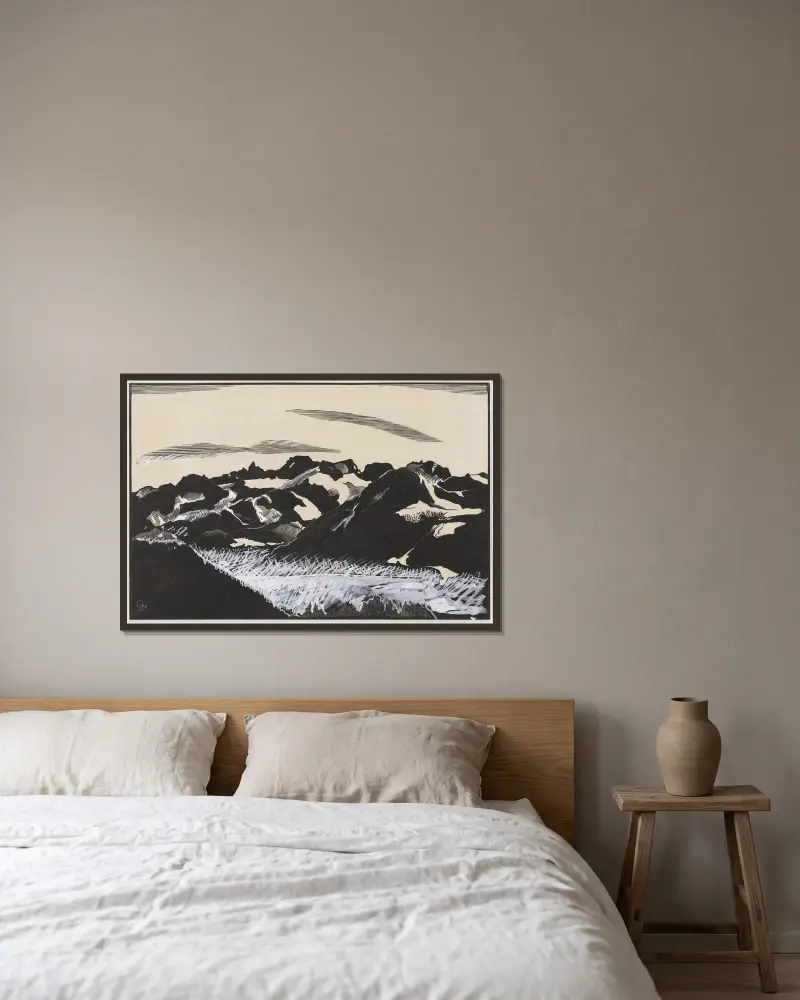 Panorama över Leysin av Marc Gonthier inramad på en vägg