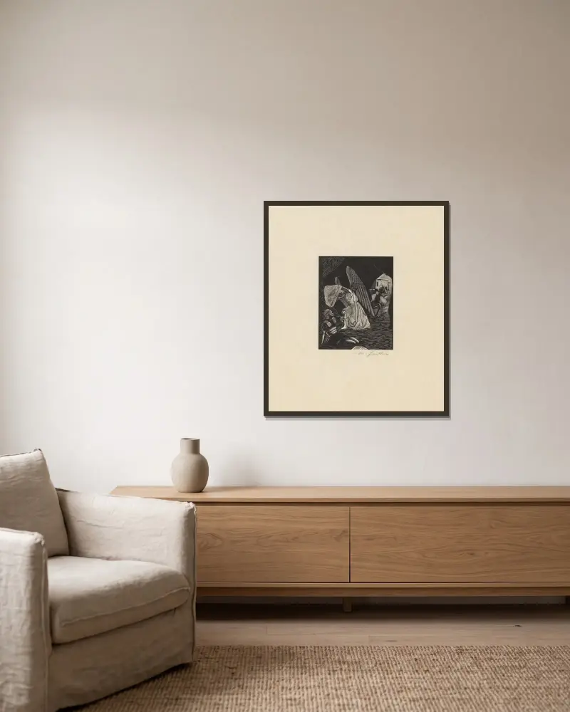 Résurrection von Marc Gonthier gerahmt an einer Wand
